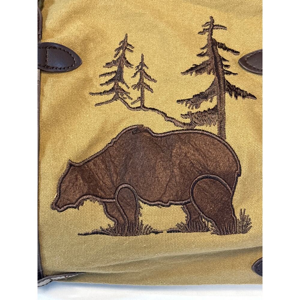 Lakeside Collection Canvas Duffel With Bear Scene 22x10x10 - Picture 2 of 5